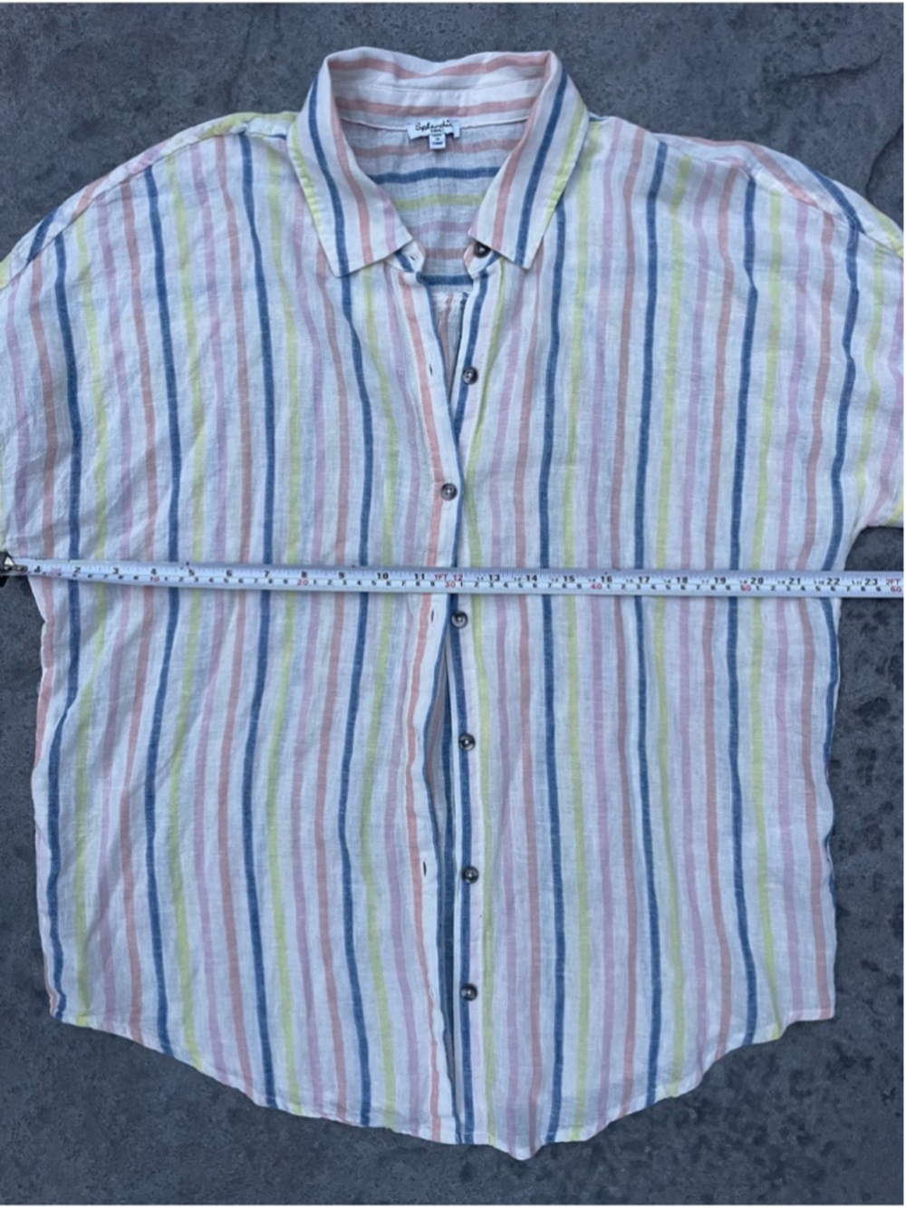 Splendid Linen Blend Striped Button Up Shirt Small Pastel Relaxed Fit - Picture 5 of 6